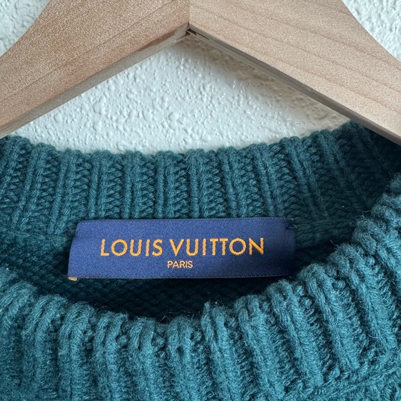 RARE LOUIS VUITTON Handknit Cartoon Fox Green Sweater - Picture 8 of 12